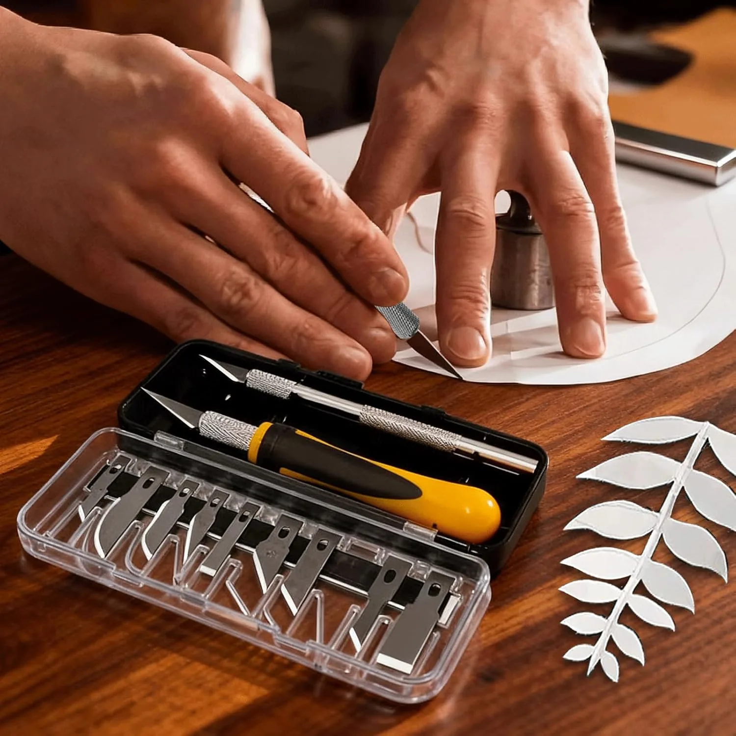 Craft knife set detail image showing blade and handle features