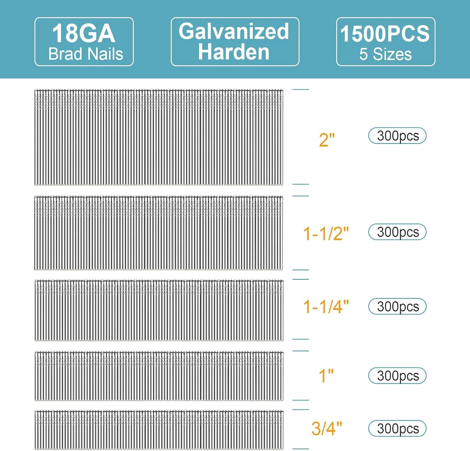 18 gauge brad nail sizes