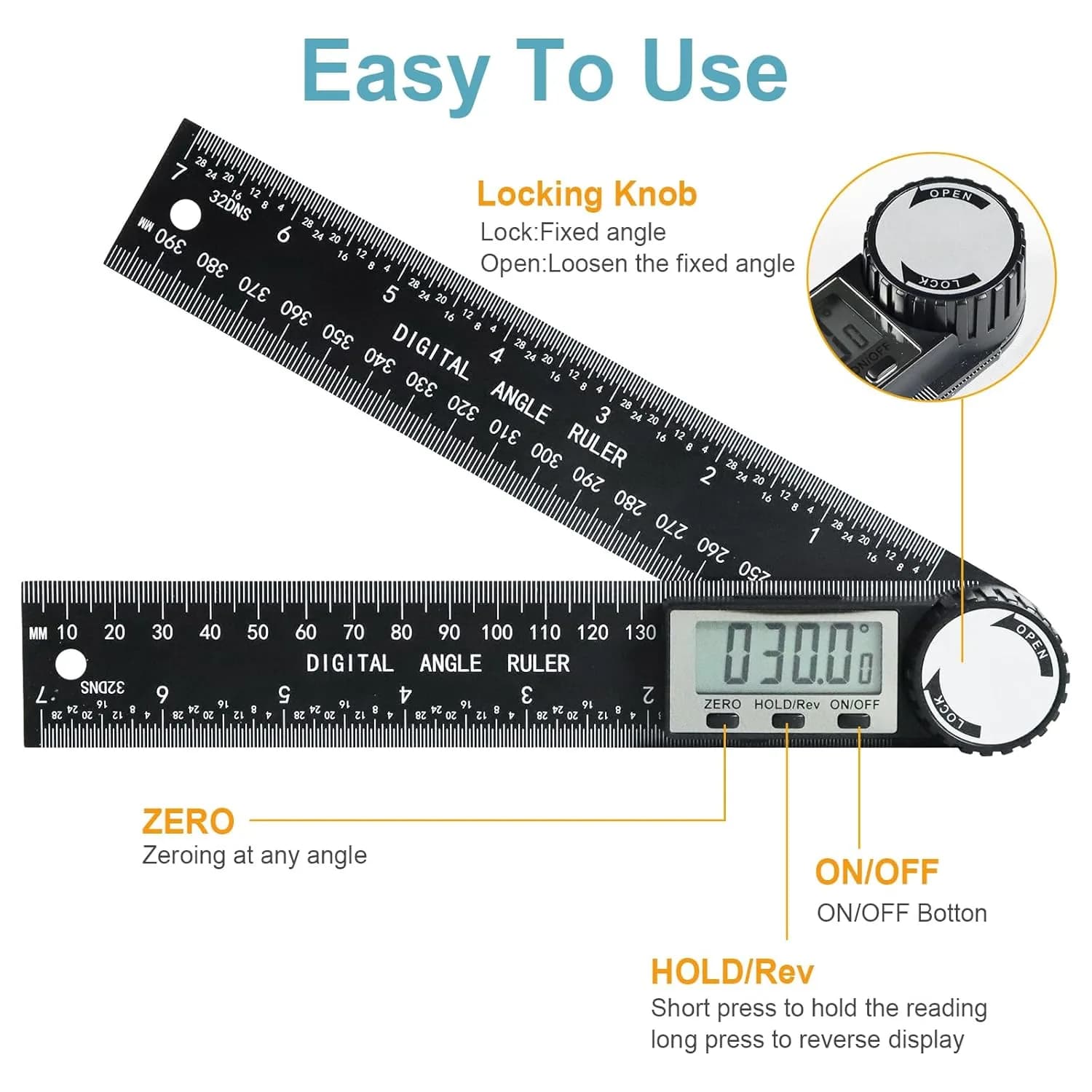 Digital angle finder scale and display